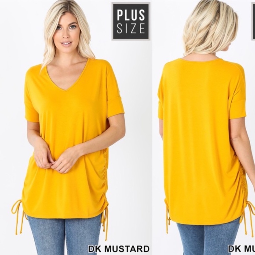 2X Premium short sleeve v-neck long tee mustard plus NWBT Tunic Soft